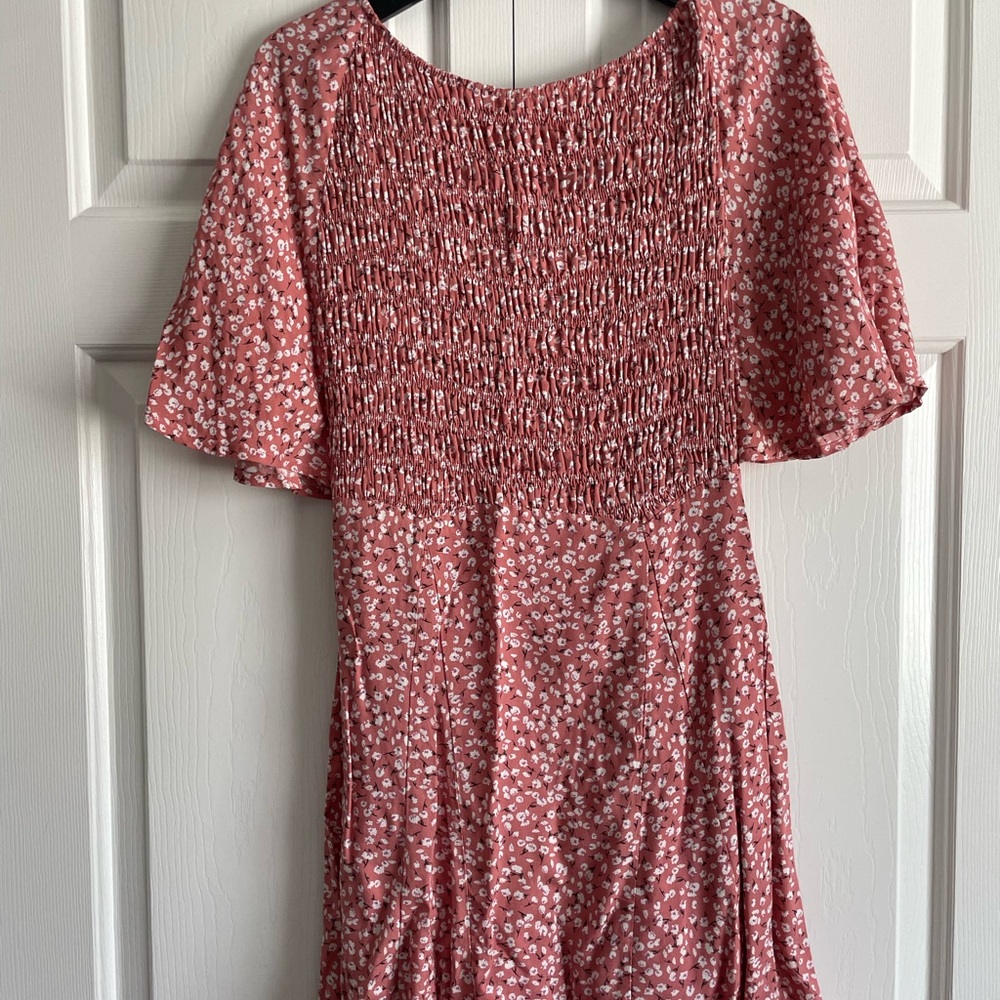 Floral Pink Smocked Dress